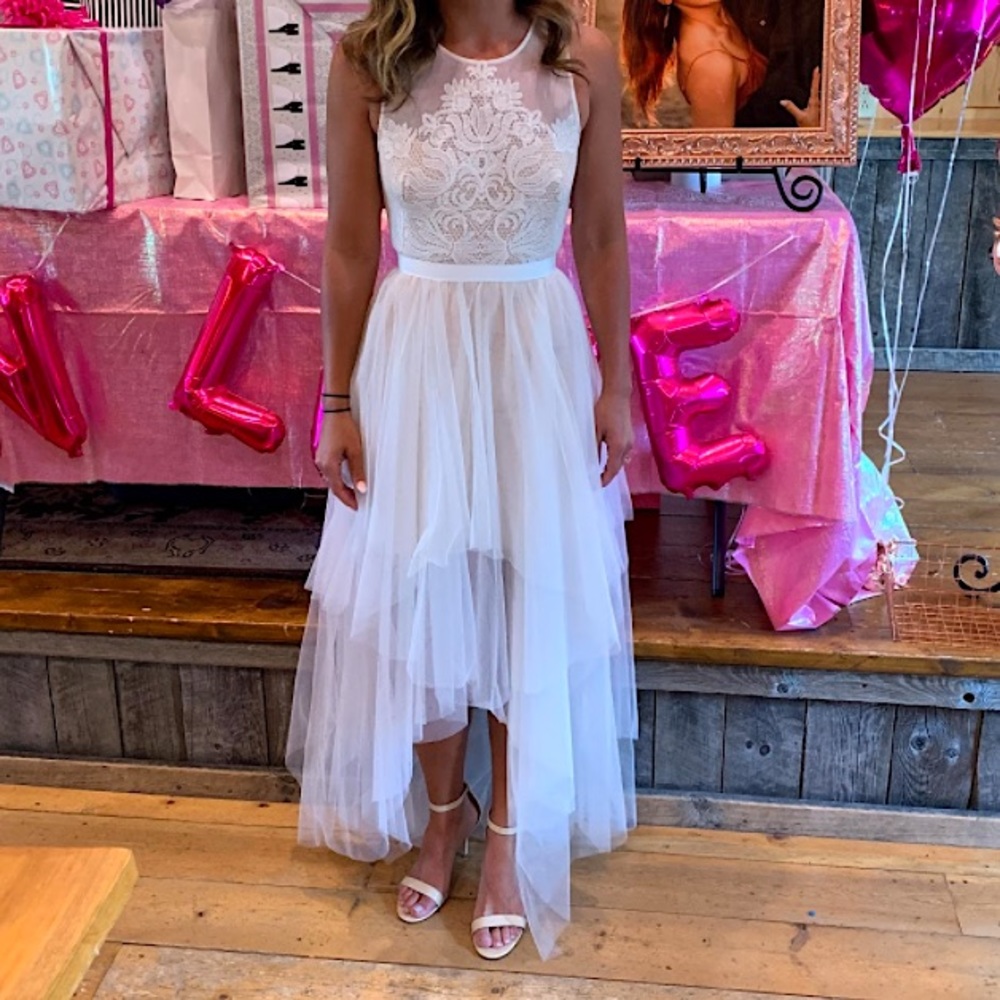 BCBGMAXAZRIA Riese Mesh Evening Dress (Size 0)